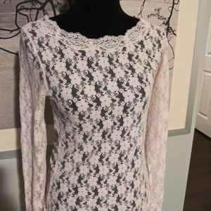 Pink Sheer Lace Blouse